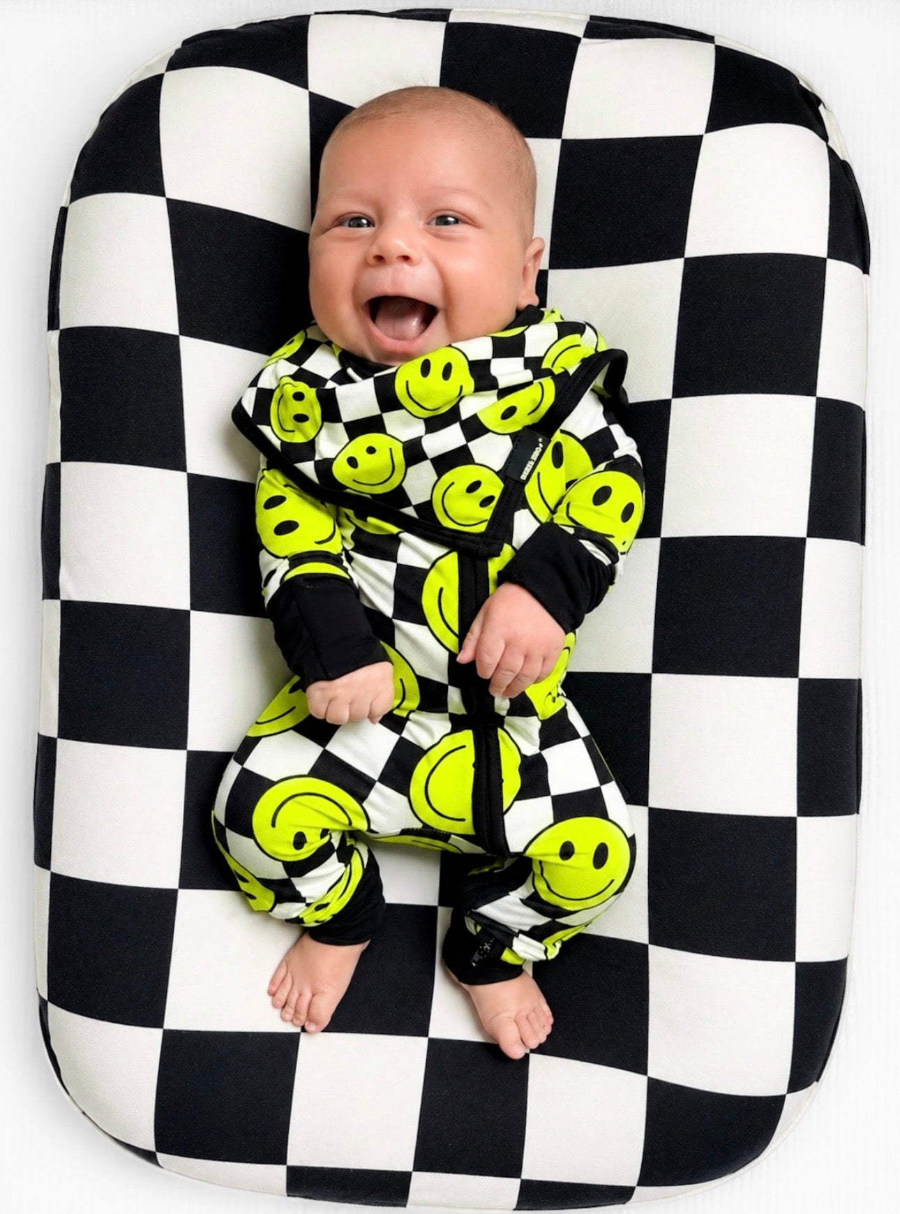 Neon Electric Lime Smileys Bamboo Zippy