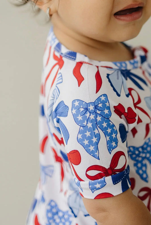 Red, White & Bows Bamboo Shorty