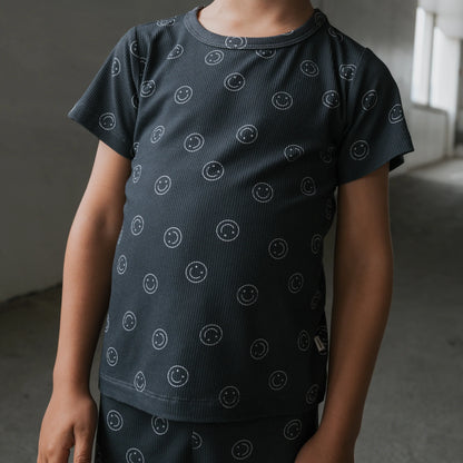 Smiley Ribbed Short Set