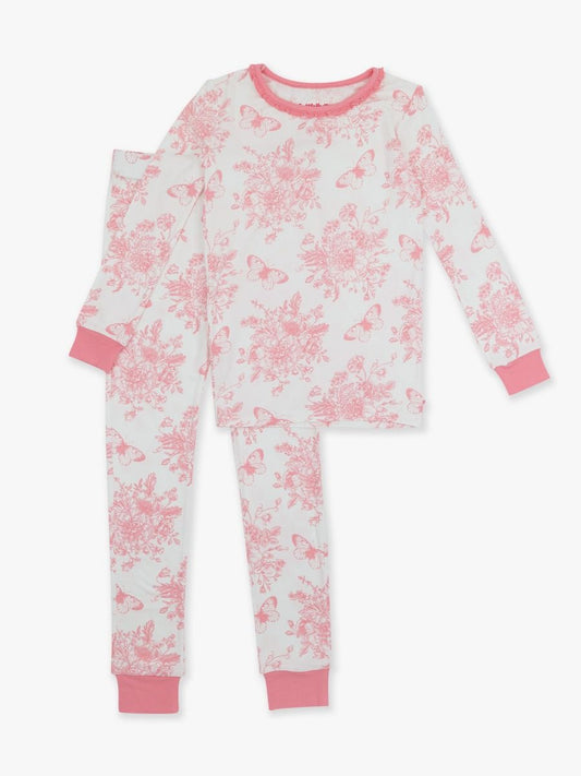 Butterfly Garden Toile Ruffle Bamboo Set
