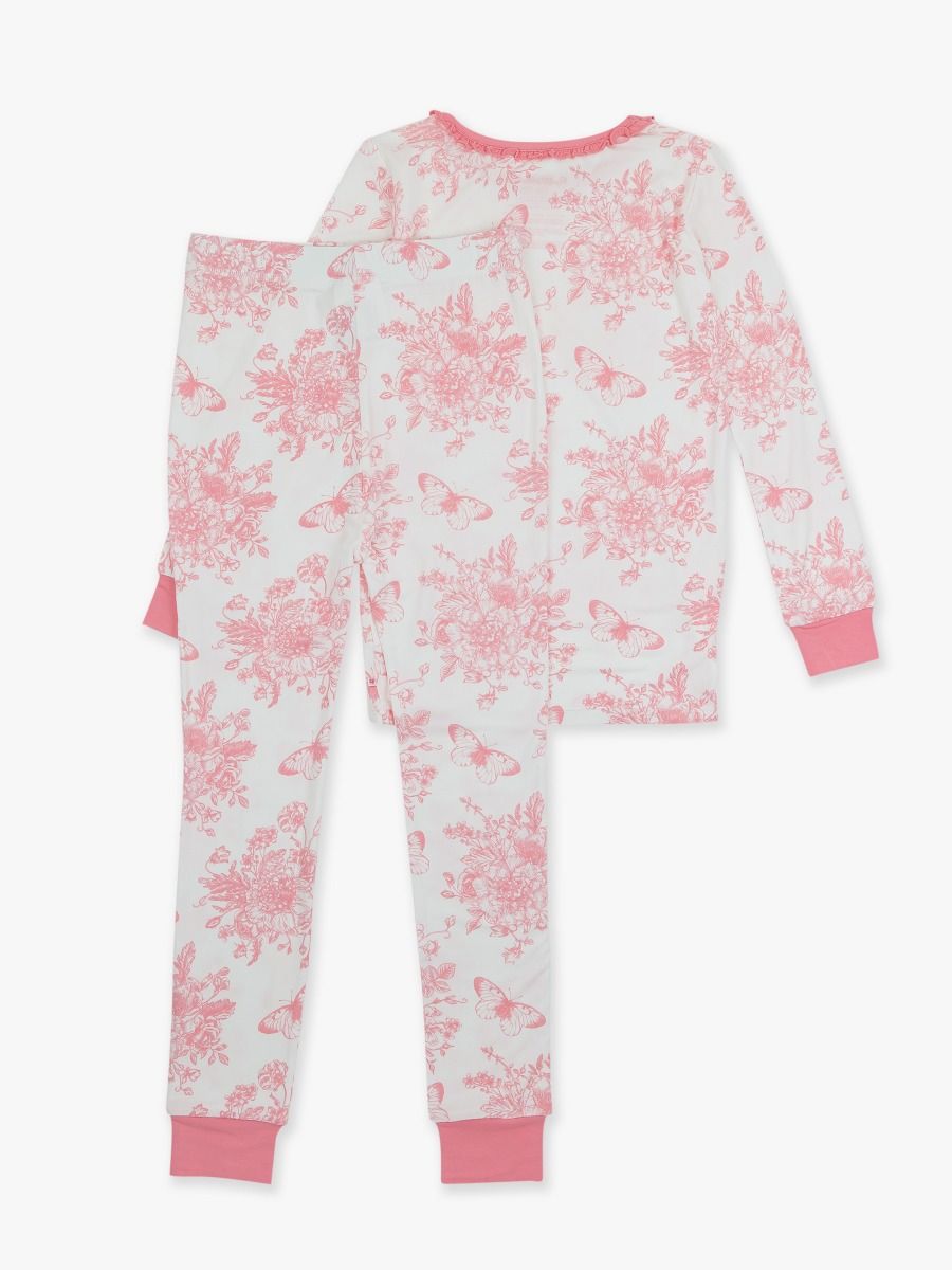 Butterfly Garden Toile Ruffle Bamboo Set
