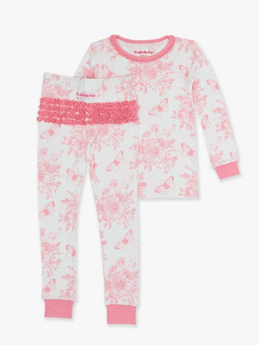 Butterfly Garden Toile Ruffle Bamboo Set