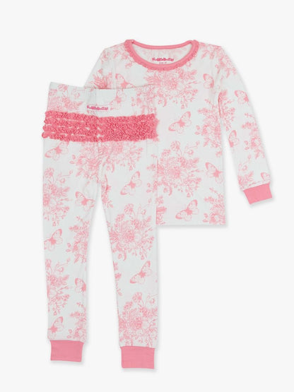 Butterfly Garden Toile Ruffle Bamboo Set
