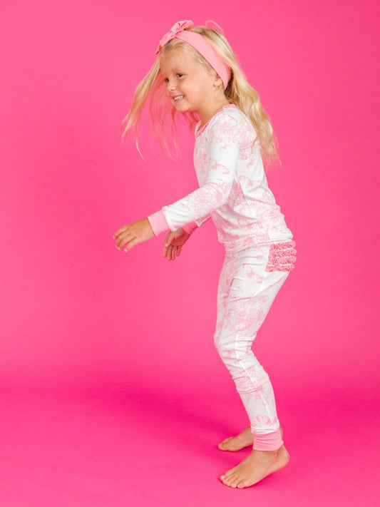 Butterfly Garden Toile Ruffle Bamboo Set