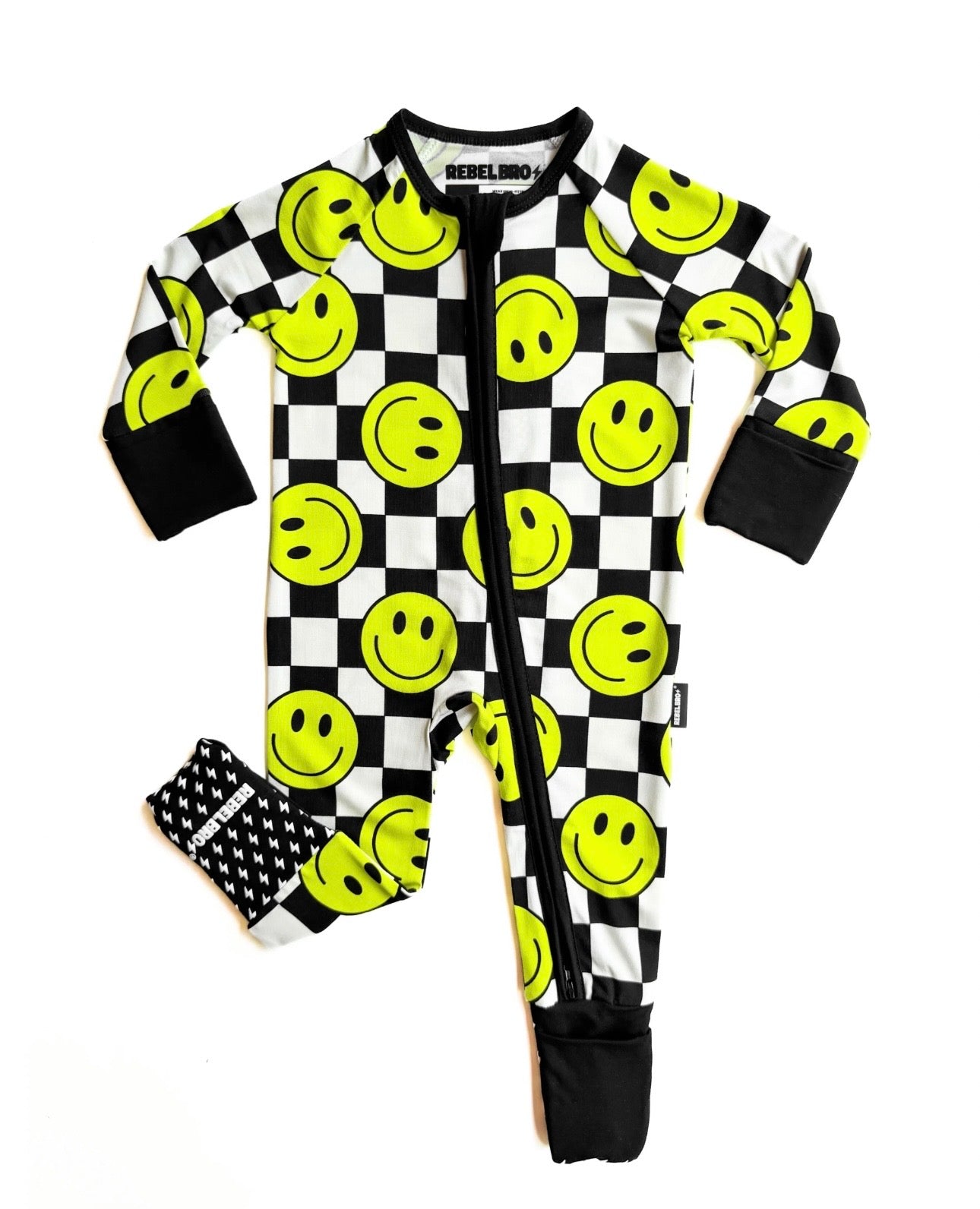 Neon Electric Lime Smileys Bamboo Zippy