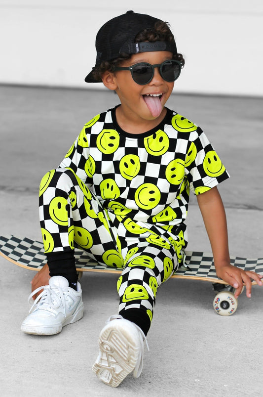 Neon Electric Lime X Smileys Bamboo Set (Short Sleeve)