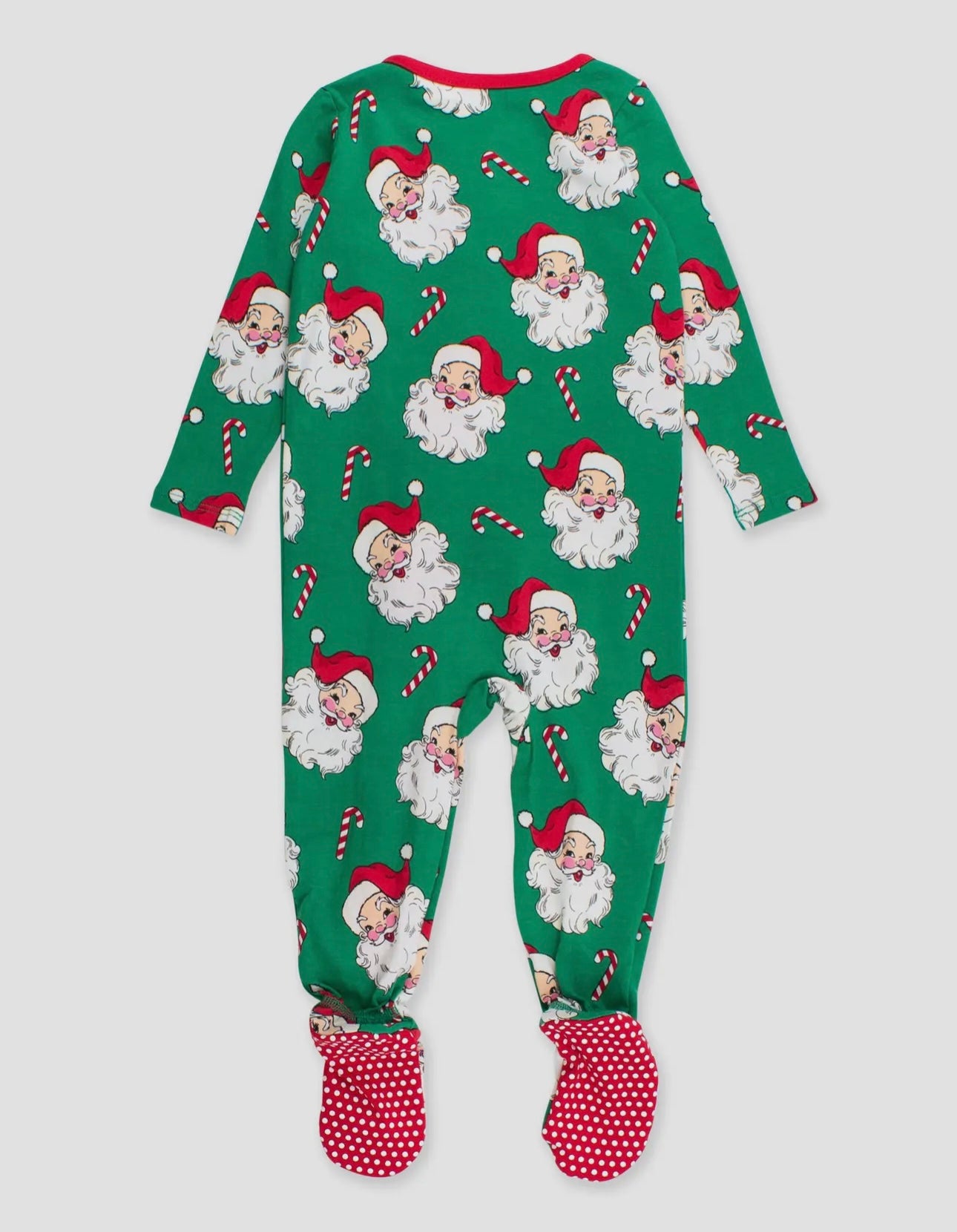 Santa Joy Green Baby One Piece Footed Pajama