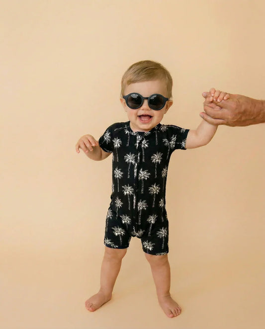 Black Palm - Bamboo Shorty Romper