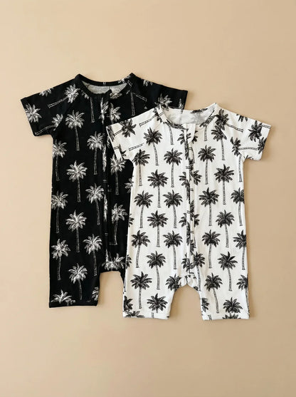 Black Palm - Bamboo Shorty Romper