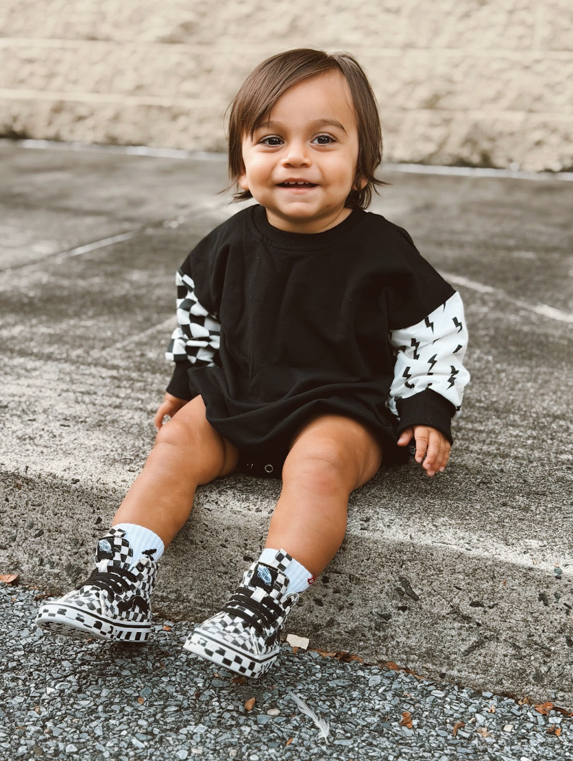 RAD • BUBBLE ROMPER • CHECKERED + BOLTS