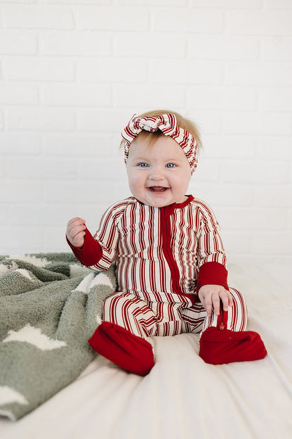 Red Stripes Bamboo Zipper