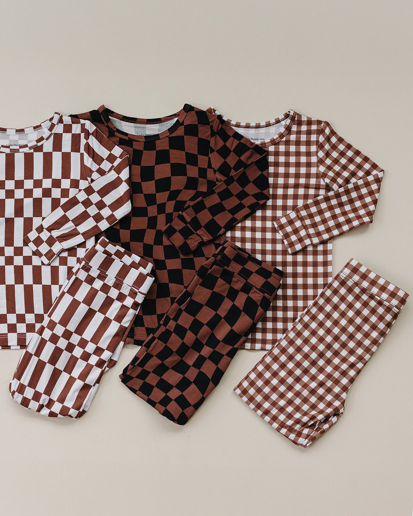Bamboo Two Piece Set | Chocolate Wavy Checkered