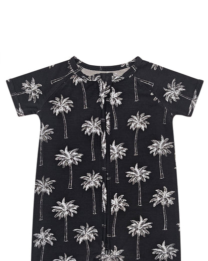 Bamboo Shorty Romper  | Palm Style Black