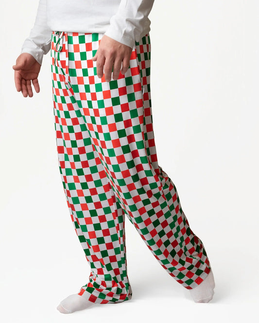 Santa's Checkerboard Adult MENS bamboo bottoms